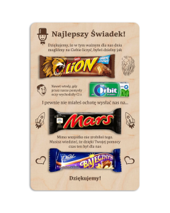 Zabawny Dyplom drewniany Podziękowanie dla ŚWIADKA eko upominek pamiątka ślubu - S16