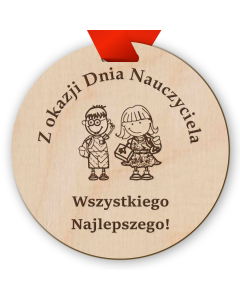 Prezent na dzień nauczyciela - Medal Drewniany od uczniów lub przedszkolaków dzieci - MEDAL-10